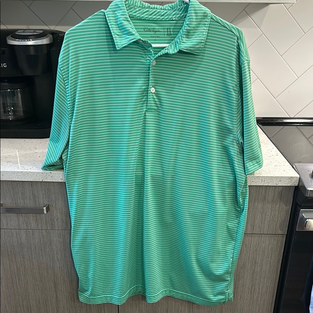 Green Striped Men's Polo Shirt
